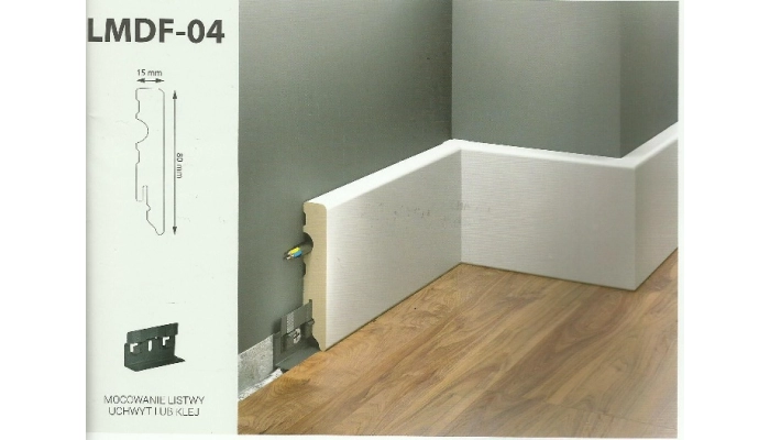 Listwa przypodłogowa biała MDF - 80x15x2400 - Creativa LMDF-04