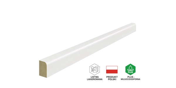 Ćwierćwałek mdf, biały wilgocioodporny, Lagrus, 12x20