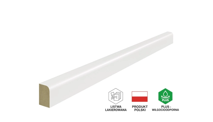 Ćwierćwałek mdf, biały wilgocioodporny, Lagrus, 12x20