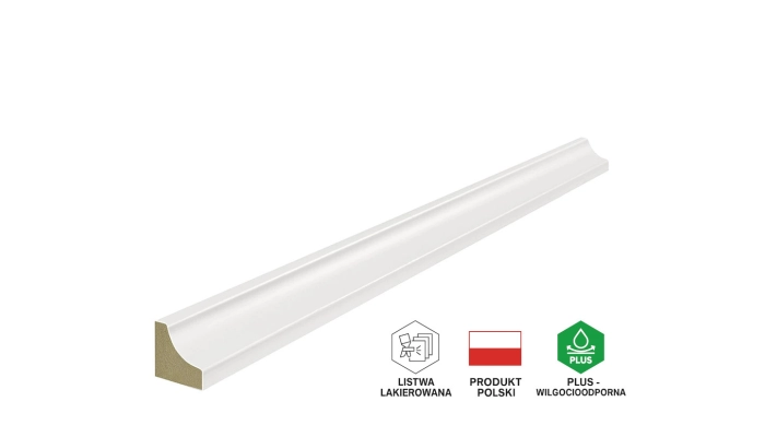 Ćwierćwałek mdf wklęsły, biały wilgocioodporny, Lagrus, 16x16