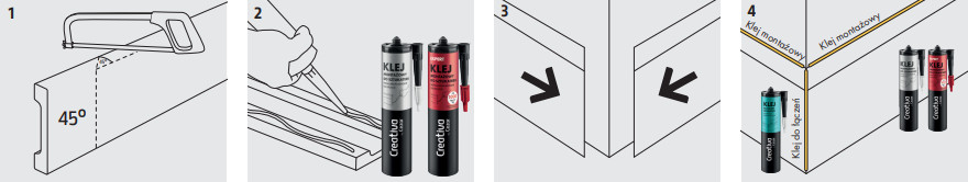 Przycinanie listwy Creativa pod kątem 45 stopni