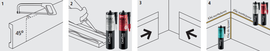 Wykonanie narożnika wewnętrznego z listwy Creativa
